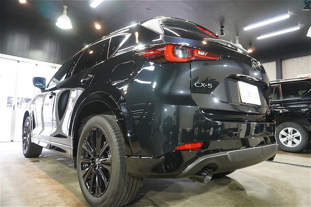 CX-5施工事例。東北・宮城でのアクティブなドライブを支える強靭なガラス被膜。濡れたような質感が、SUVの力強さと気品を高めます。